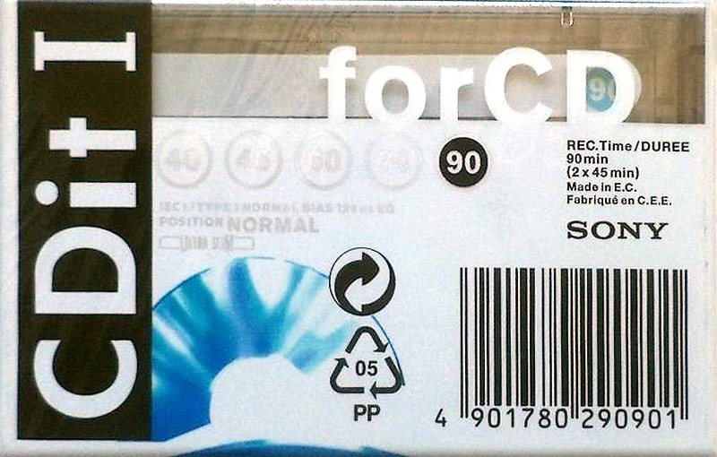 Compact Cassette Sony CDit I 90 "C-90CDIT1B" Type I Normal 1996 Europe