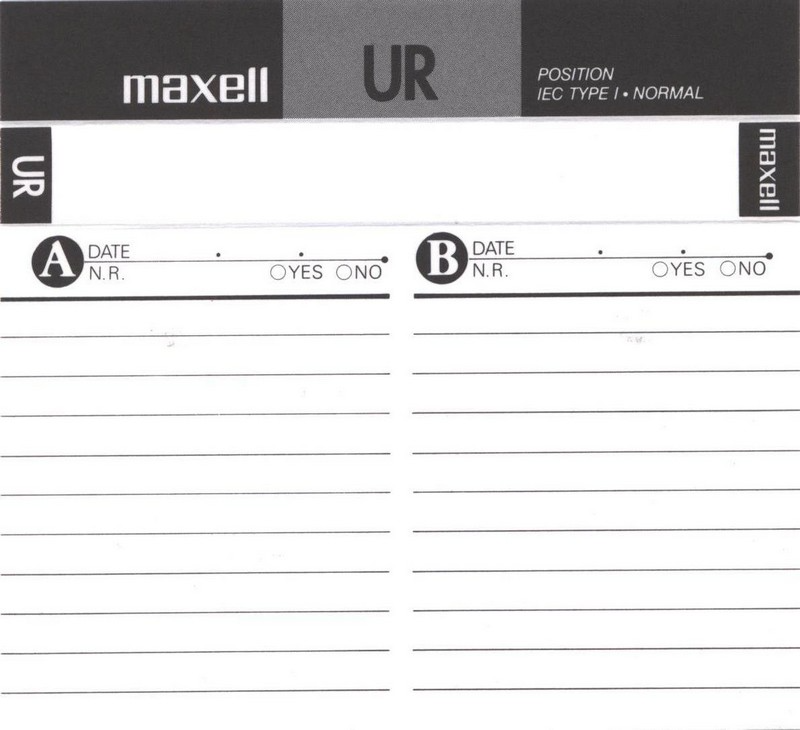 Compact Cassette Maxell UR 60 Type I Normal 1992 North America
