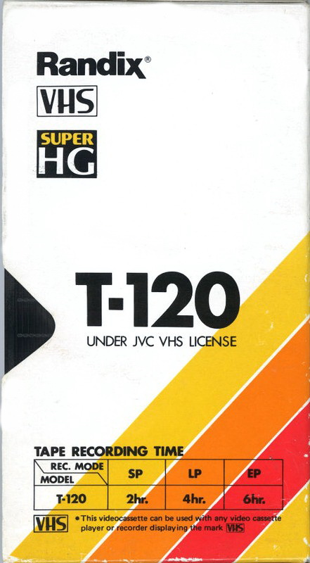VHS, Video Home System Randix Super HG 120 Type I Normal USA