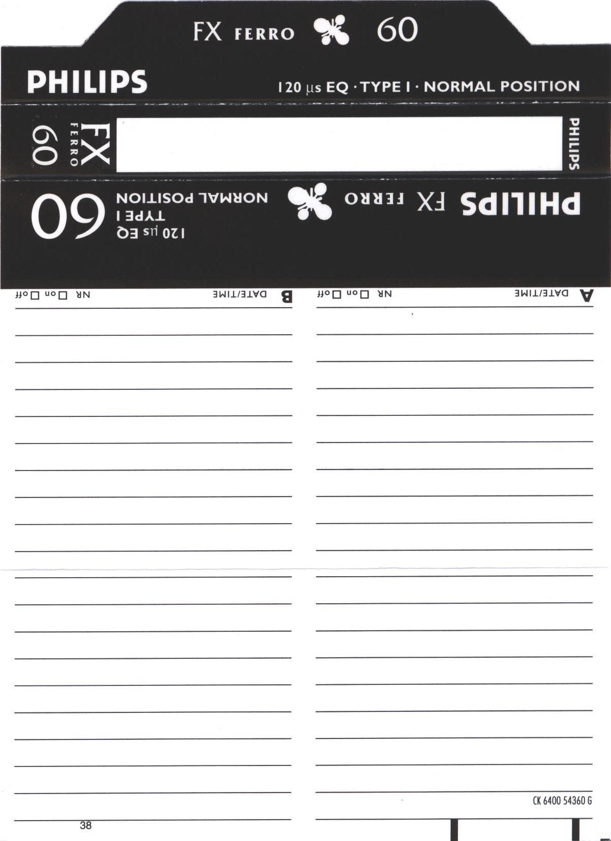 Compact Cassette Philips FX  Ferro 60 Type I Normal 1998 Europe