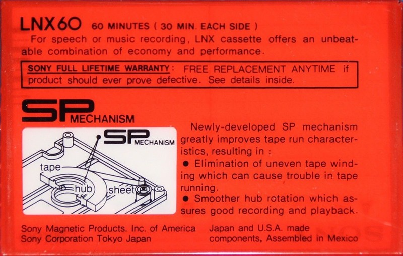 Compact Cassette: Sony  - LNX 60