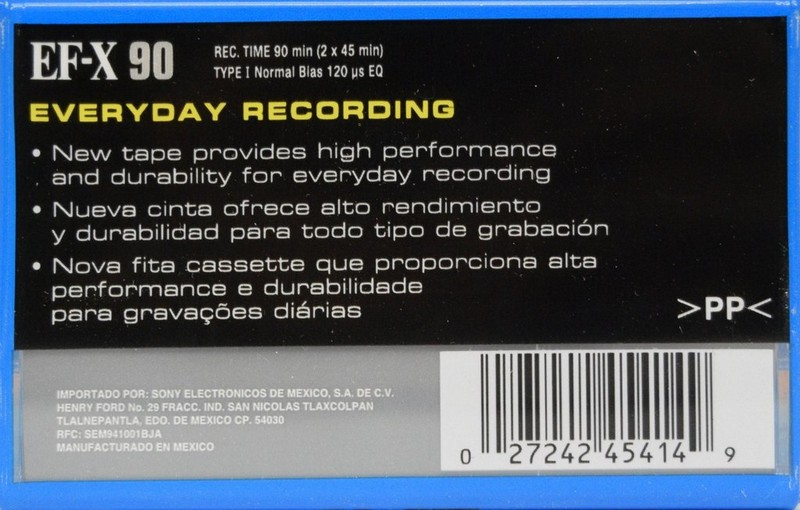 Compact Cassette Sony EF-X 90 Type I Normal 1996 North America