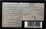 Compact Cassette Memorex MRX IS 60 Type I Normal 1987 Europe