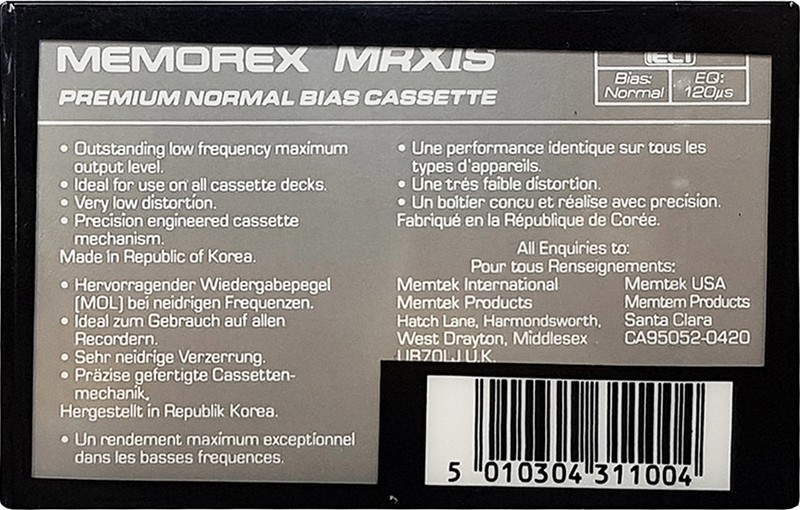 Compact Cassette: Memorex  - MRX IS 60