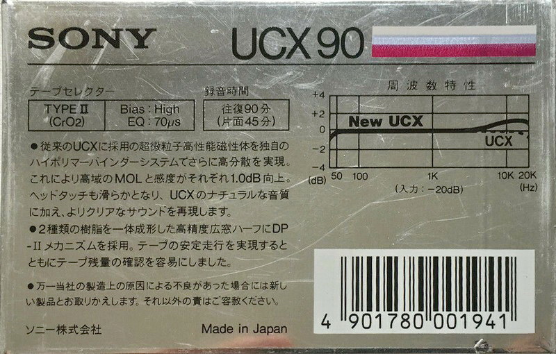 Compact Cassette Sony UCX 90 Type II Chrome 1985 Japan