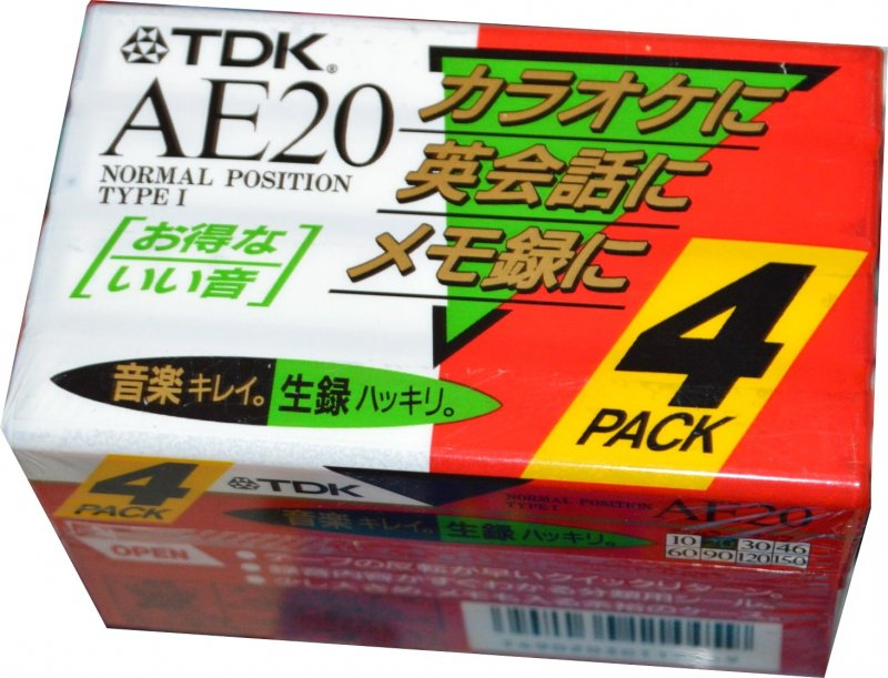 4 pack TDK AE 20 "AE-20X4R" Type I Normal 1994 Japan