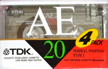 4 pack TDK AE 20 "AE-20X4R" Type I Normal 1994 Japan