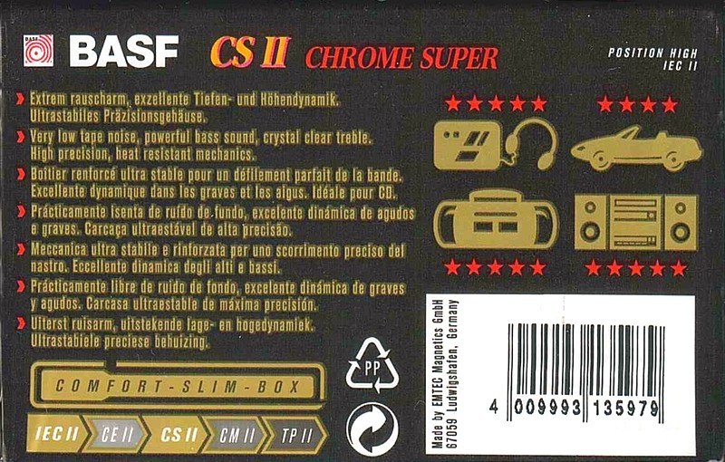 Compact Cassette BASF CS II Chrome Super 90 Type II Chrome 1995 Europe
