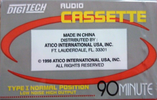 Compact Cassette Digitech 90 Type I Normal 1998 USA