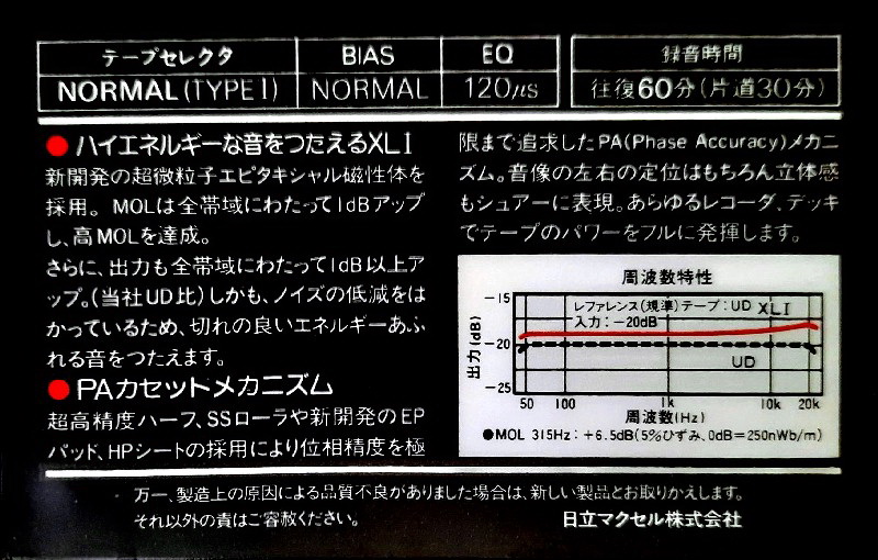 Compact Cassette: Maxell / Hitachi Maxell - XLI 60