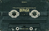 Compact Cassette Sony UX-Pro 54 "UX-PRO54B" Type II Chrome 1989 Japan