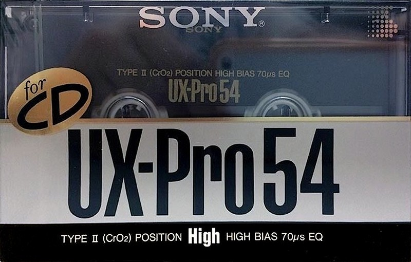 Compact Cassette Sony UX-Pro 54 "UX-PRO54B" Type II Chrome 1989 Japan