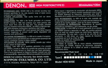 Compact Cassette Denon HD8 90 "HD8-90SE" Type II Chrome 1990 Worldwide