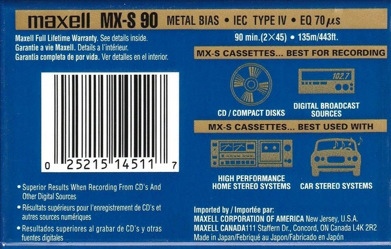 Compact Cassette: Maxell / Hitachi Maxell - MX-S 90