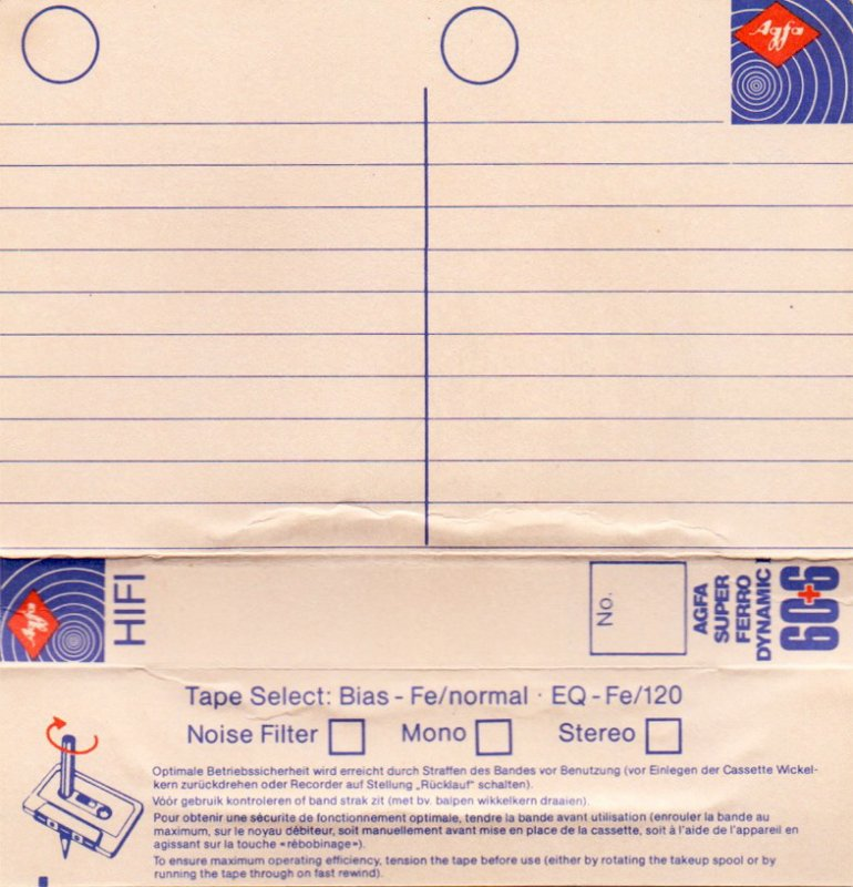 Compact Cassette AGFA Super Ferro Dynamic I 60+6 Type I Normal 1978 Europe