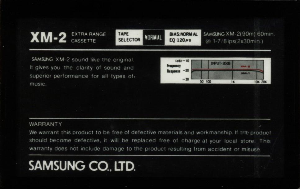 Compact Cassette Samsung XM-2 60 Type I Normal 1985 South Korea