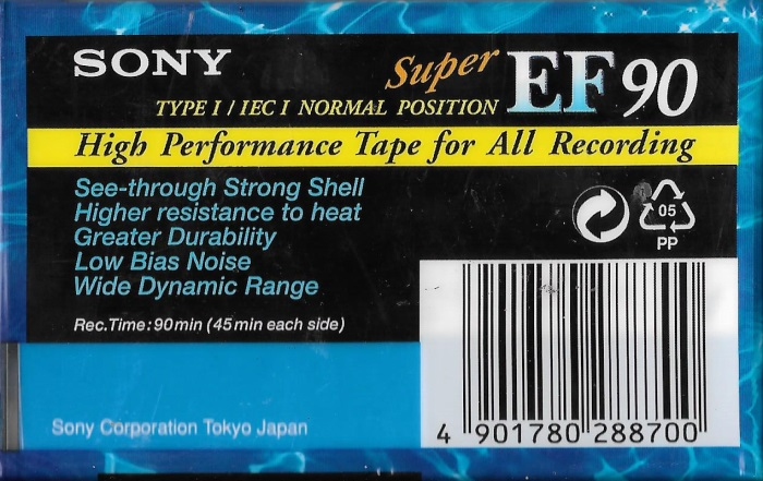 Compact Cassette Sony Super EF 90 Type I Normal 1995 Europe