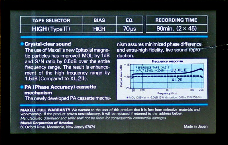 Compact Cassette Maxell UD XLII 90 Type II Chrome 1982 USA