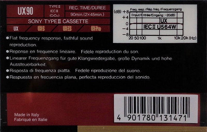 Compact Cassette Sony UX 90 Type II Chrome 1990 Europe