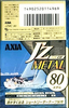 Compact Cassette AXIA J`z Metal 80 "JZMC 80" Type IV Metal 1995 Japan