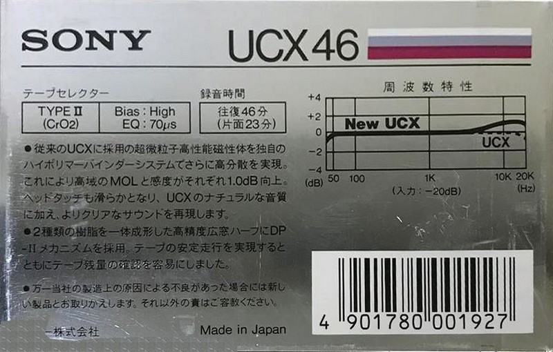Compact Cassette Sony UCX 46 "UCX46N" Type II Chrome 1985 Japan