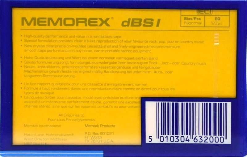 Compact Cassette: Memorex  - dBS I 90