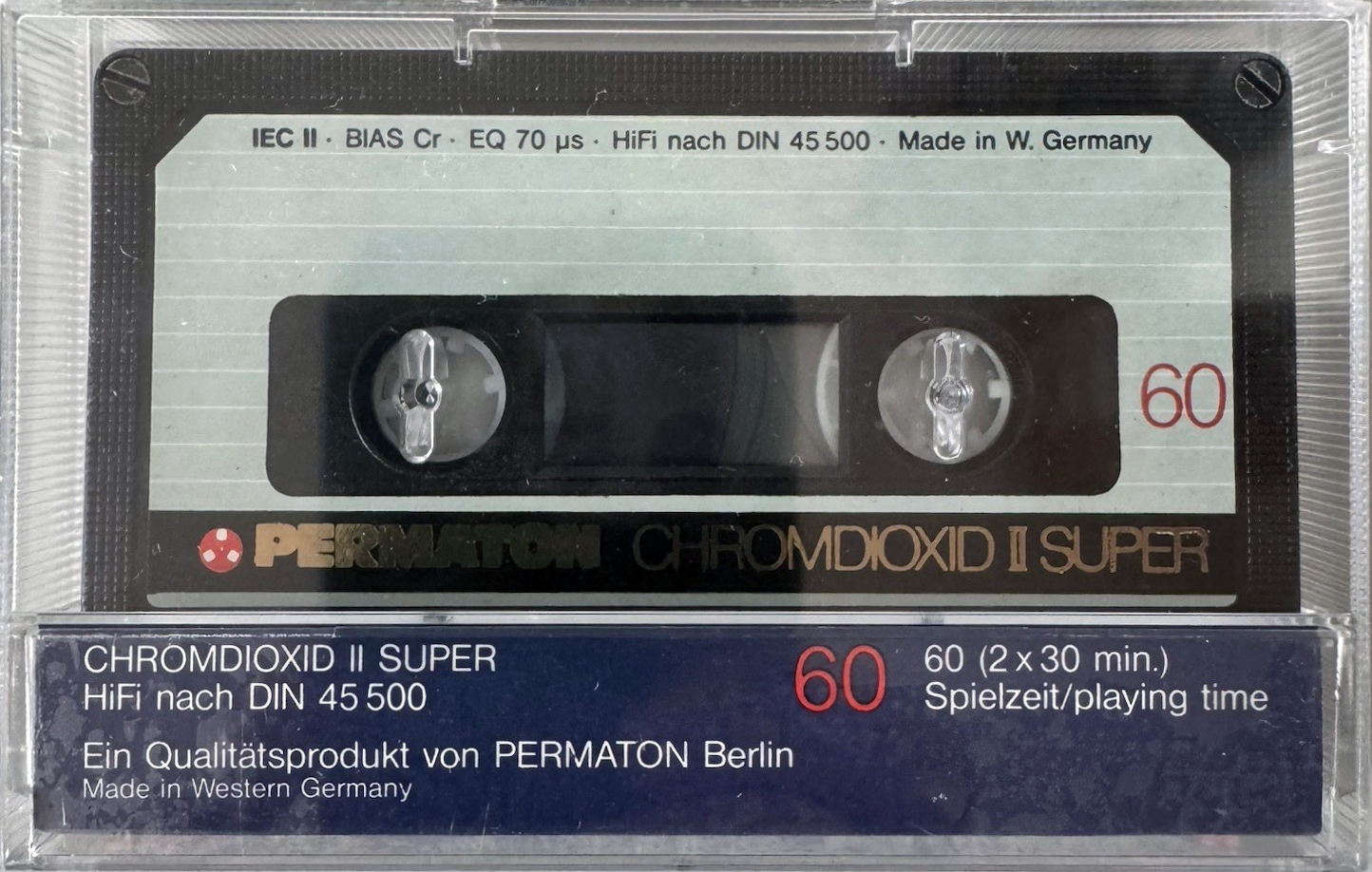 Compact Cassette Permaton Cromdioxid II Super 60 Type II Chrome 1983 Europe