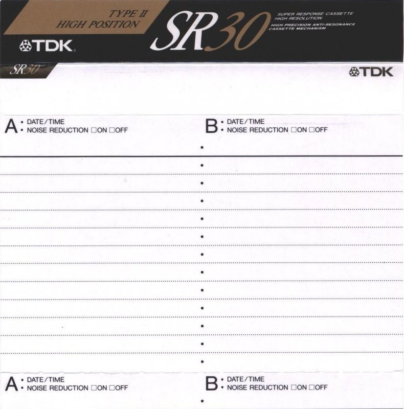 Compact Cassette TDK SR 30 "SR-30M" Type II Chrome 1990 Japan