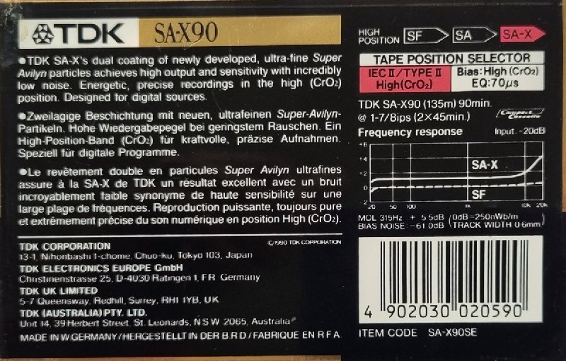 Compact Cassette: TDK  - SA-X 90