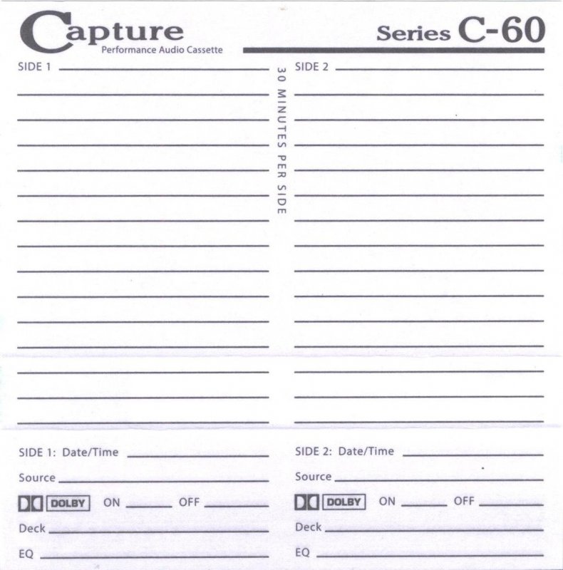Compact Cassette Capture 60 Type I Normal 2019 USA