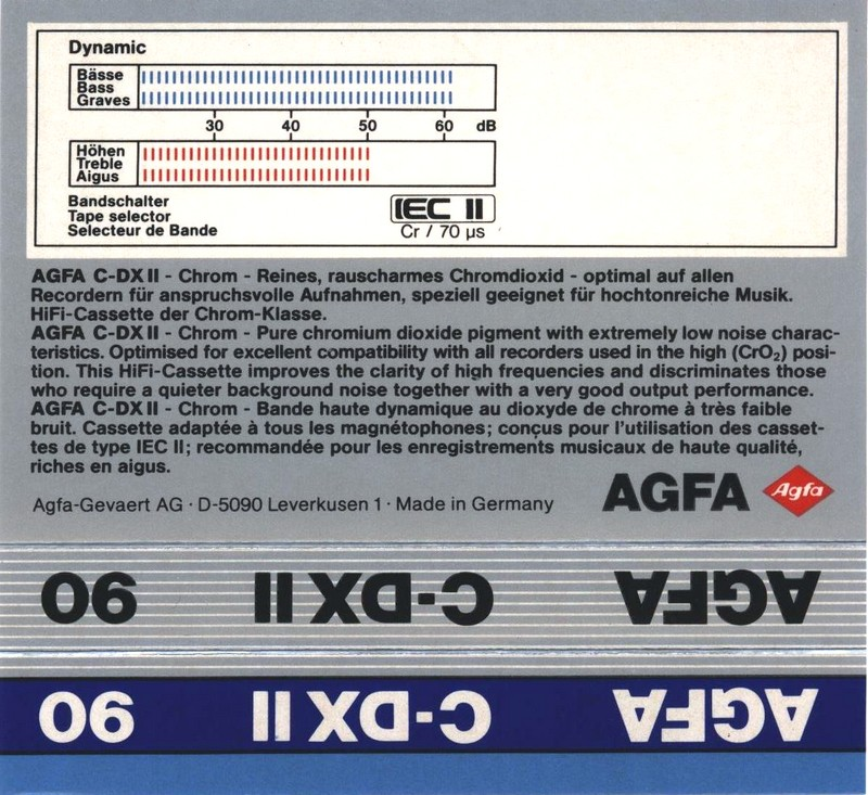 Compact Cassette AGFA C-DX II 90 Type II Chrome 1987 Europe