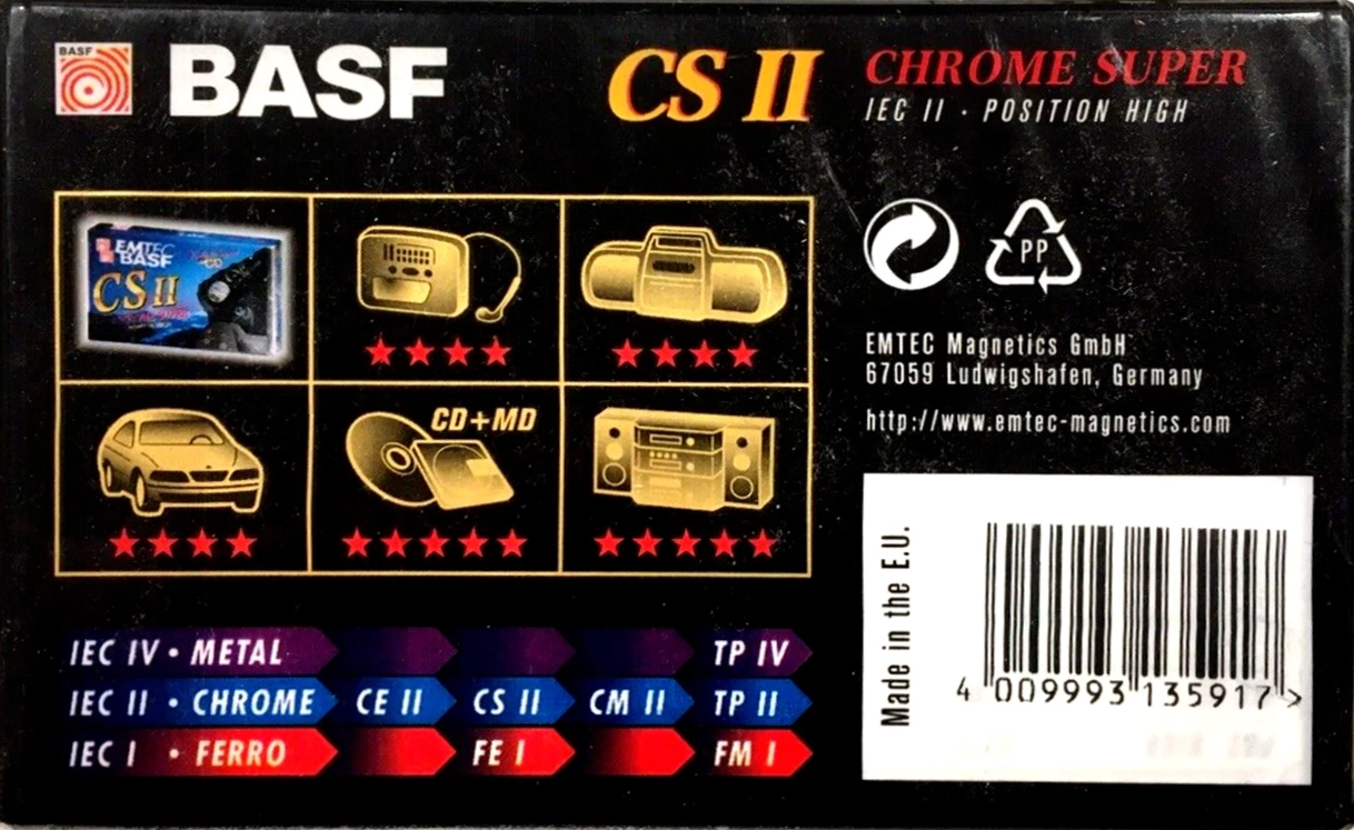 Compact Cassette Emtec CS II Chrome Super 60 Type II Chrome 1998 Europe