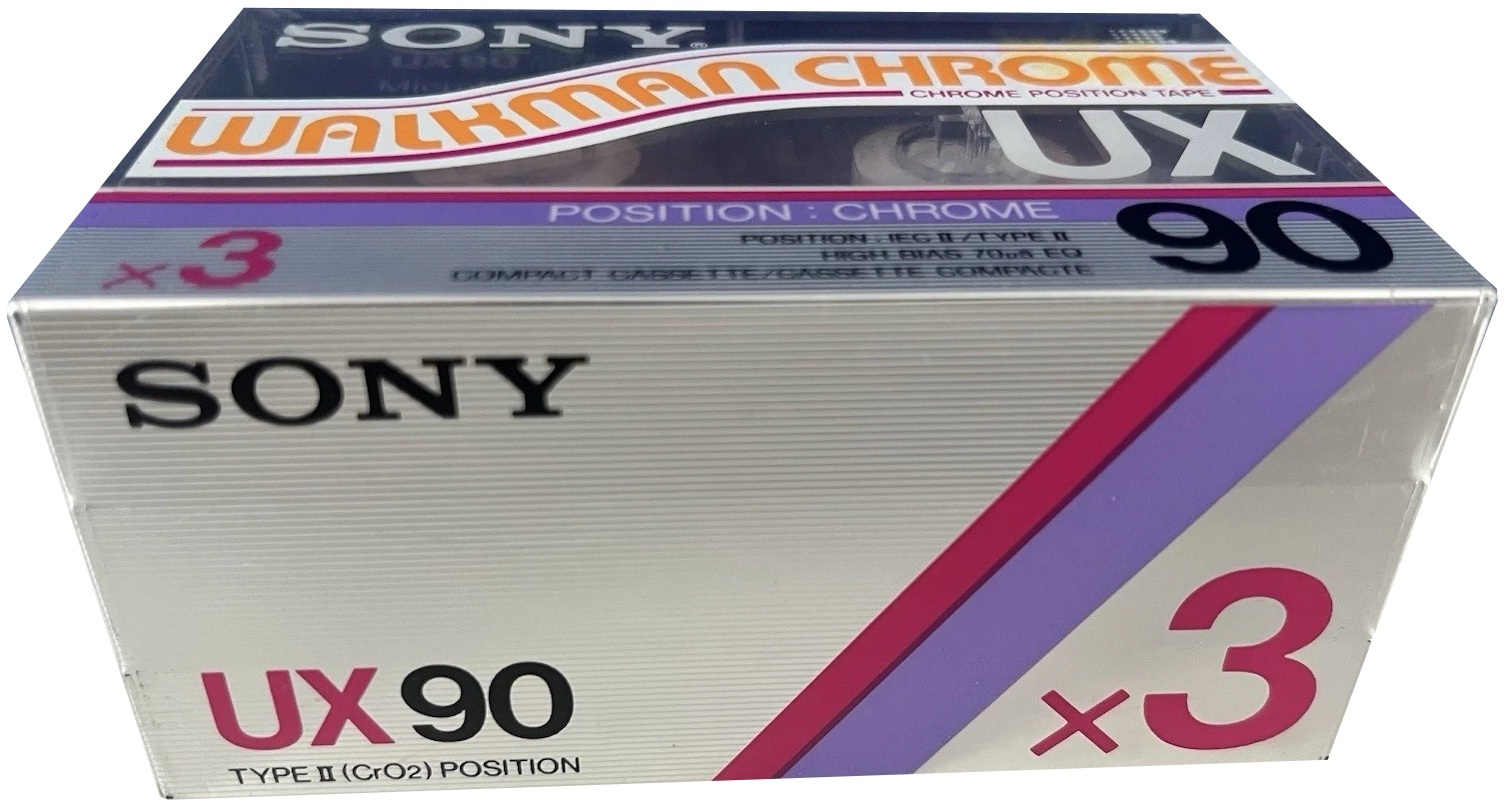 3 pack Sony UX 90 Type II Chrome 1986 Europe
