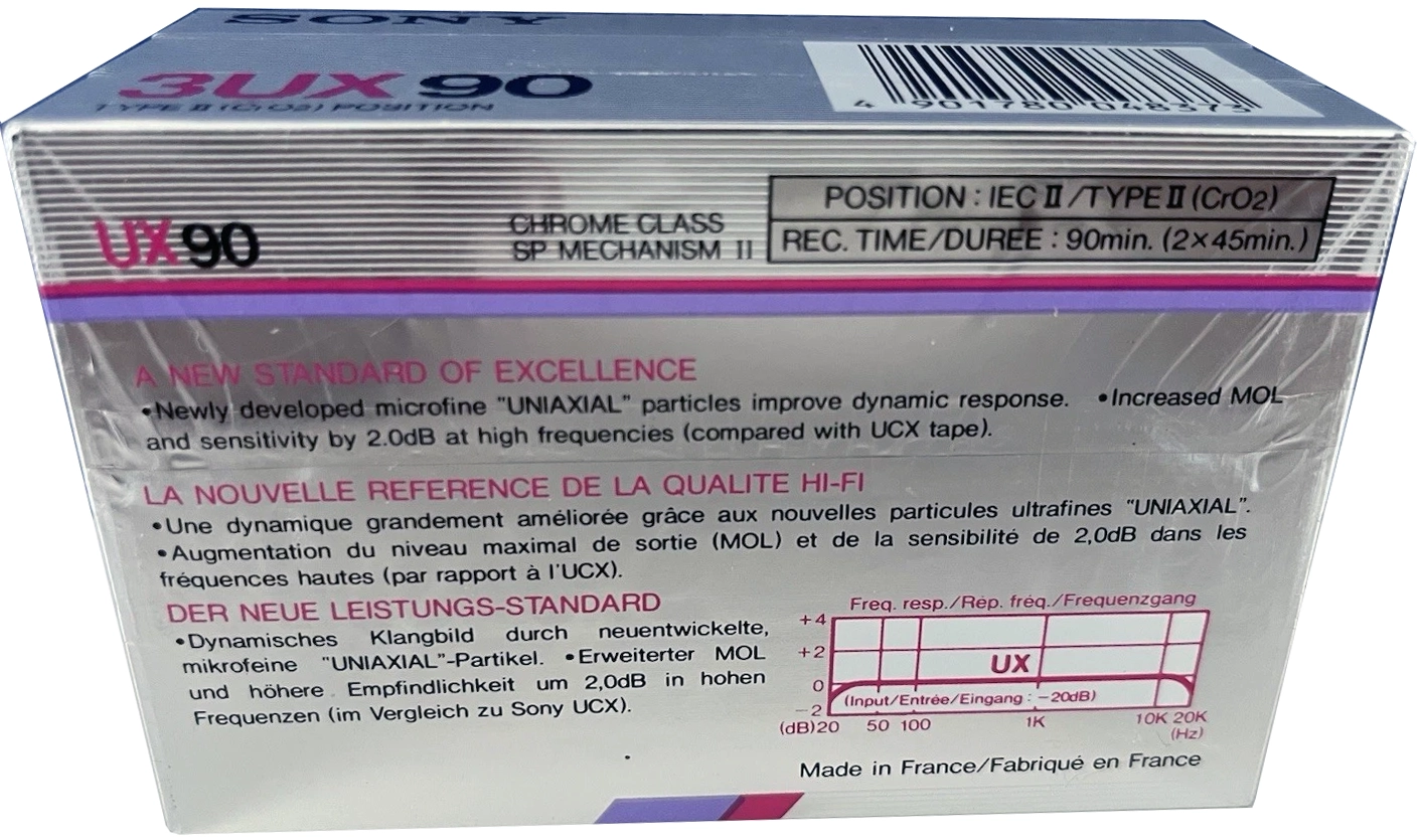 3 pack Sony UX 90 Type II Chrome 1986 Europe