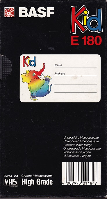 VHS, Video Home System BASF Kid 180 Type II Chrome Europe