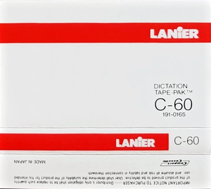Compact Cassette Lanier 60 "Dictation tape-pak" Dictating Cassette 1988 USA