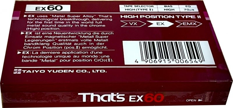 Compact Cassette Thats EX 60 Type II Chrome 1987 Europe