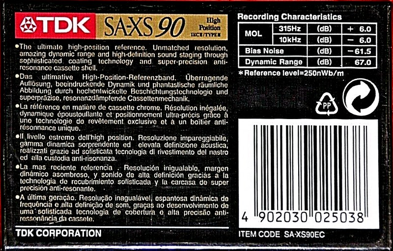 Compact Cassette: TDK  - SA-XS 90