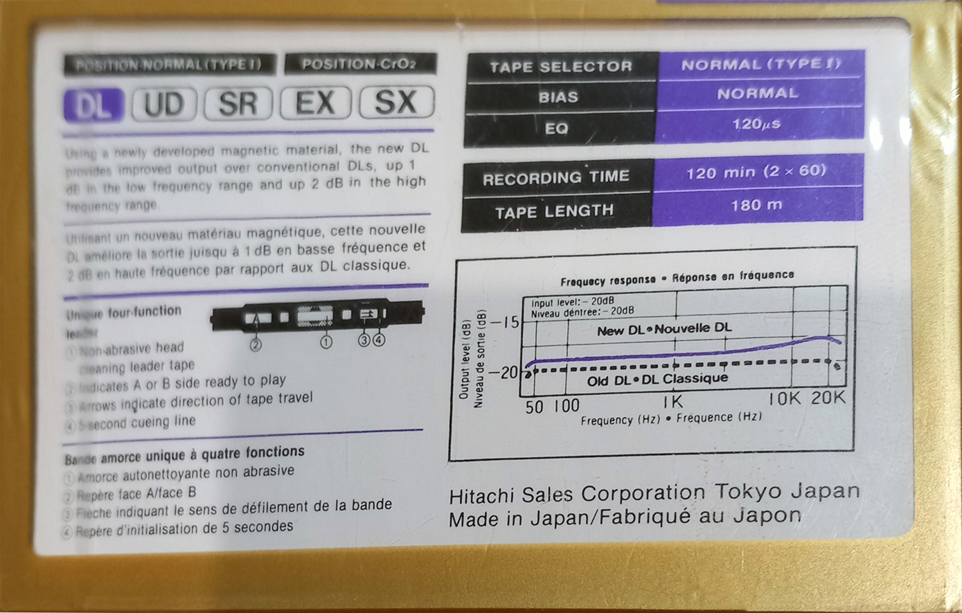 Compact Cassette Hitachi DL 120 Type I Normal 1992 North America
