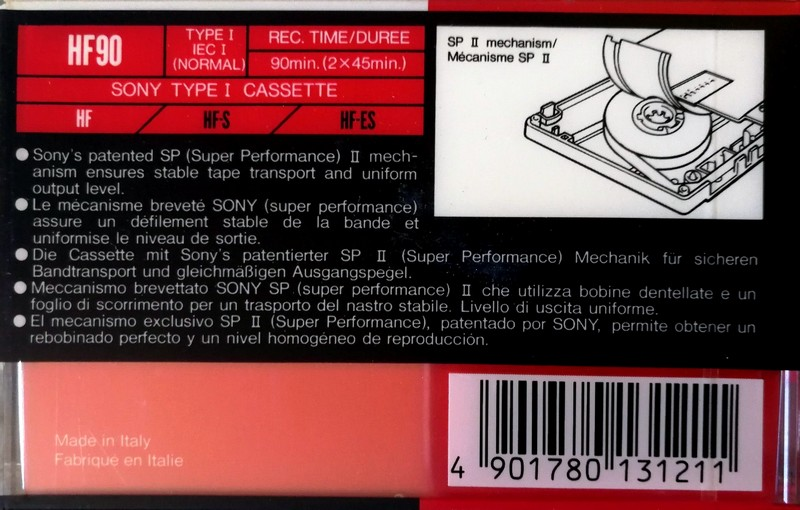 Compact Cassette Sony HF 90 Type I Normal 1991 Europe
