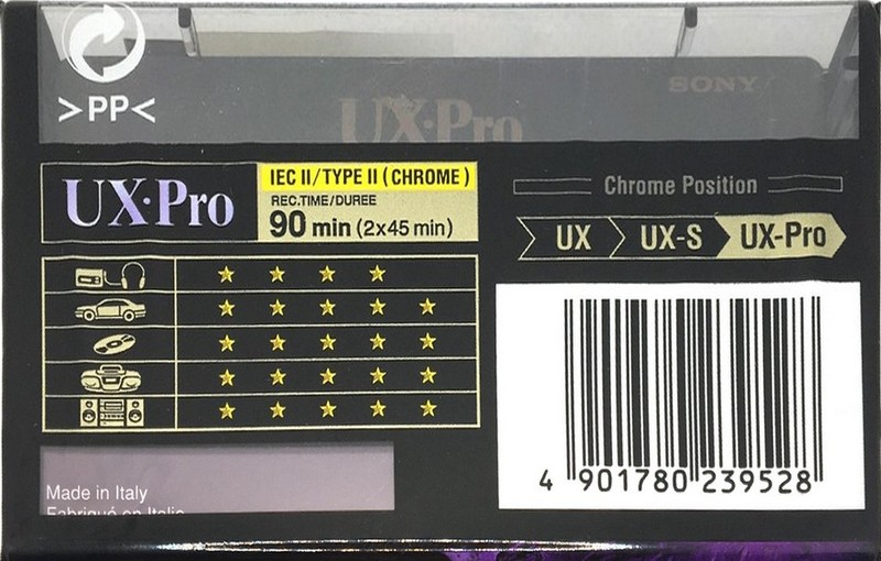 Compact Cassette Sony UX-Pro 90 Type II Chrome 1998 Europe
