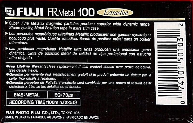 Compact Cassette Fuji FR Metal 100 Type IV Metal 1992 North America