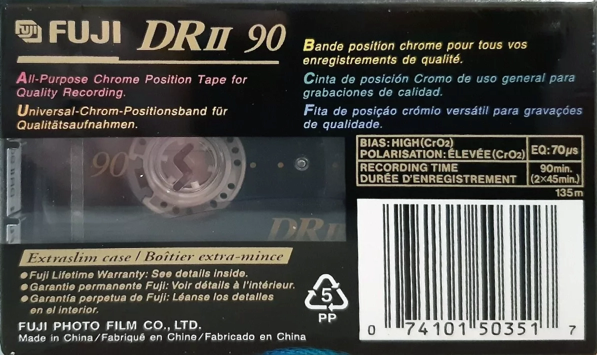 Compact Cassette Fuji DR-II 90 Type II Chrome 1998 North America