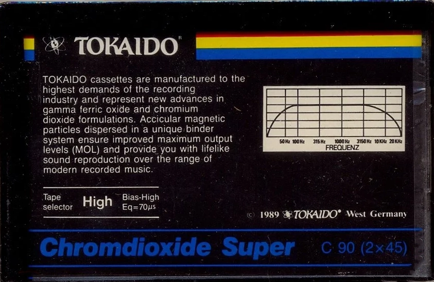 Compact Cassette Tokaido Chromdioxide Super 90 Type II Chrome 1989 Europe