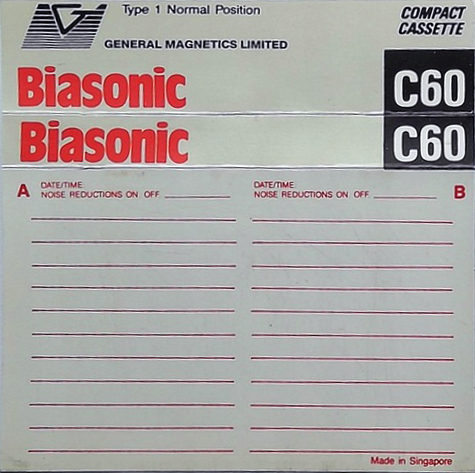 Compact Cassette Biasonic EHF 60 Type I Normal Singapore