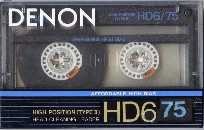 Compact Cassette Denon HD6 75 "HD6/75" Type II Chrome 1988 Europe, USA