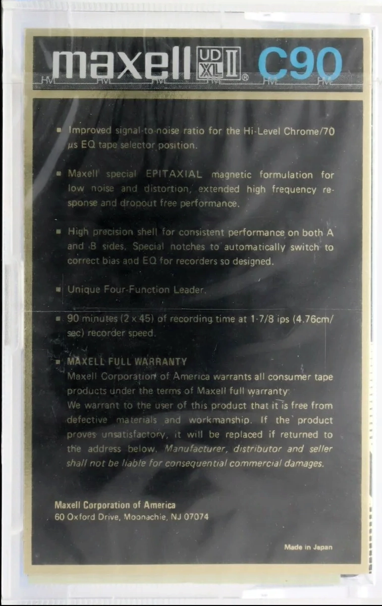 Compact Cassette Maxell UD XLII 90 Type II Chrome 1977 USA