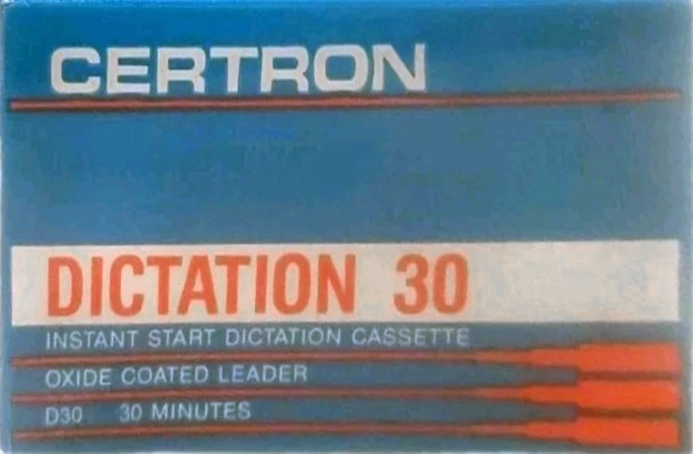 Compact Cassette Certron D / Dictation 30 Type I Normal 1989 USA