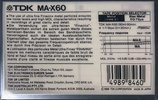 Compact Cassette TDK MA-X 60 Type IV Metal 1986 Australia, Europe