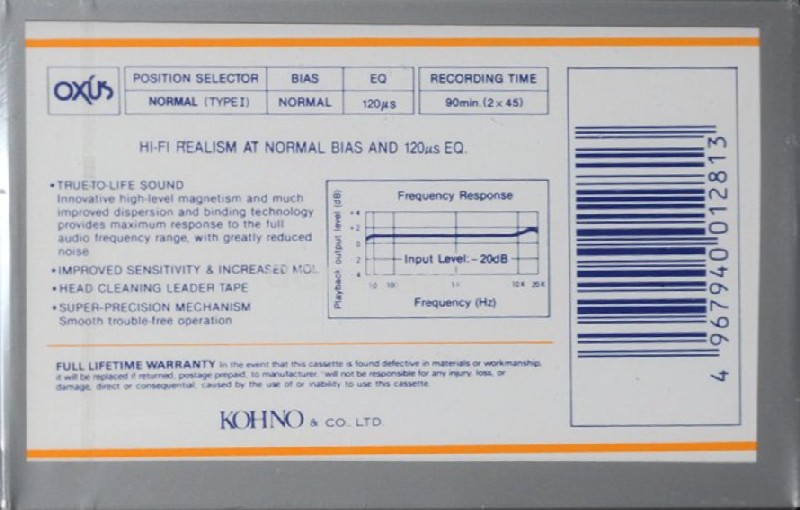 Compact Cassette Oxus RS 90 Type I Normal Europe